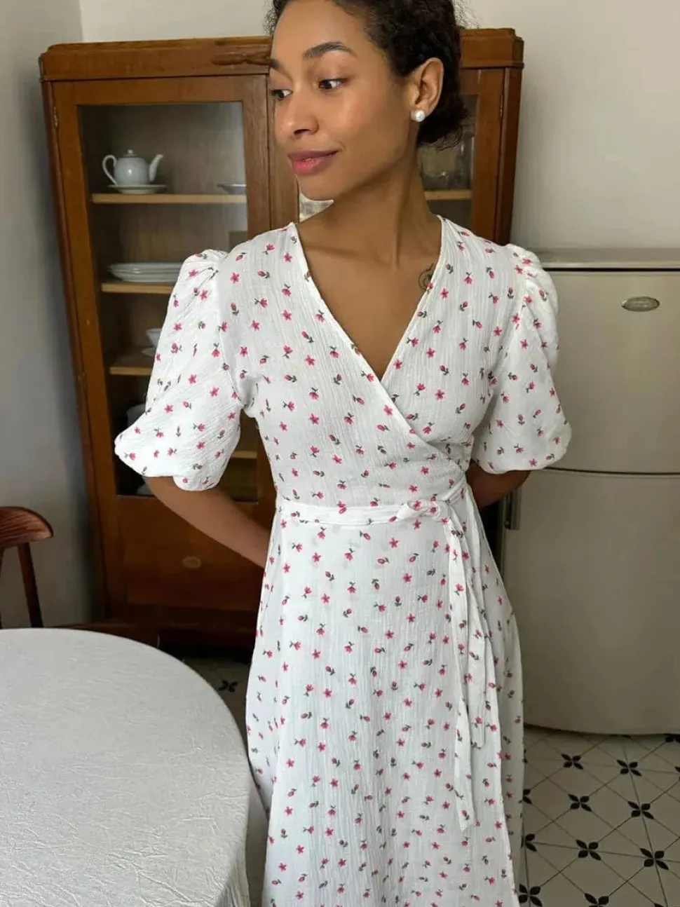 Robe été fleurie longue blanche