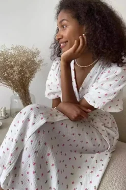 Robe été fleurie longue blanche