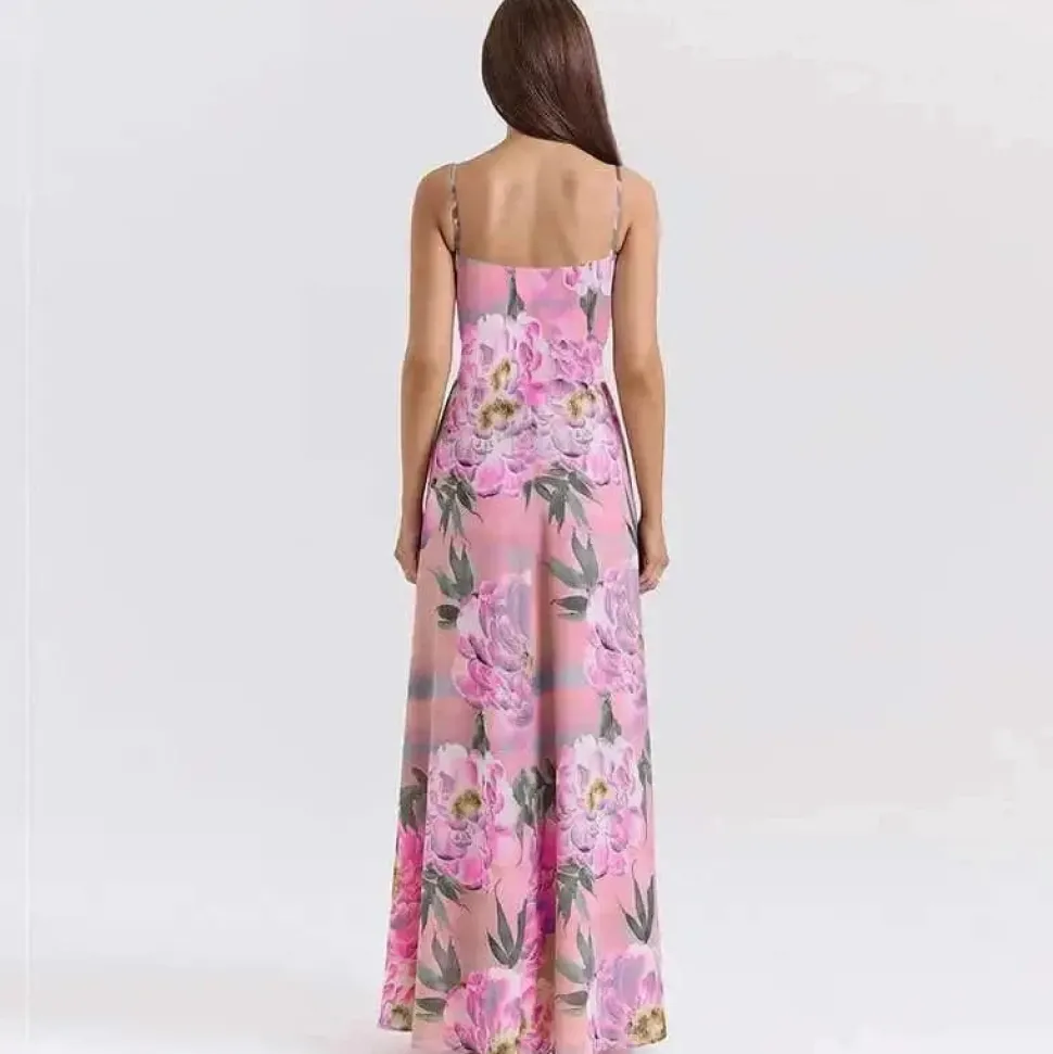 Robe été fleurie rose bretelles fines
