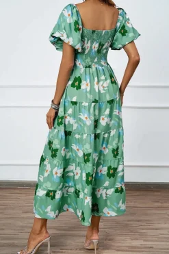 Robe été florale épaules dénudées midi