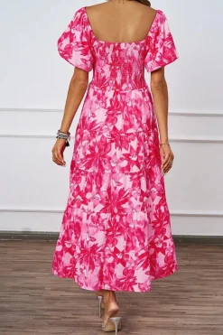 Robe été florale épaules dénudées midi