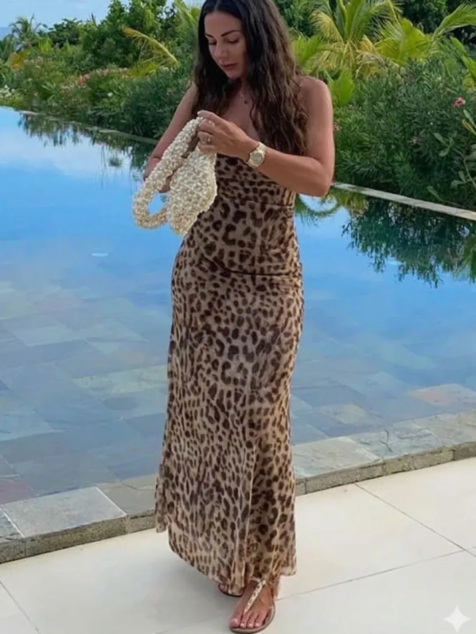 Robe été à imprimé léopard longue