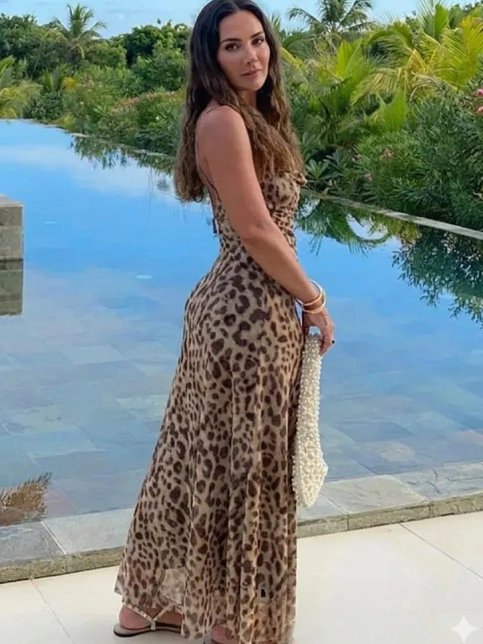 Robe été à imprimé léopard longue