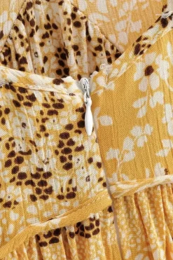 Robe été jaune courte dos nu
