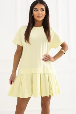 Robe été jaune courte manches courtes
