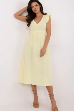 Robe été jaune midi légère