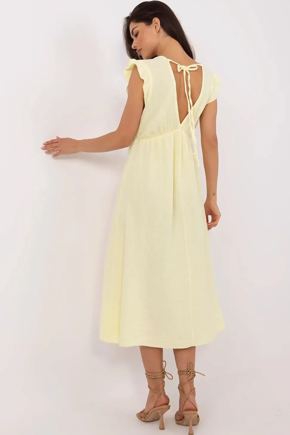 Robe été jaune midi légère