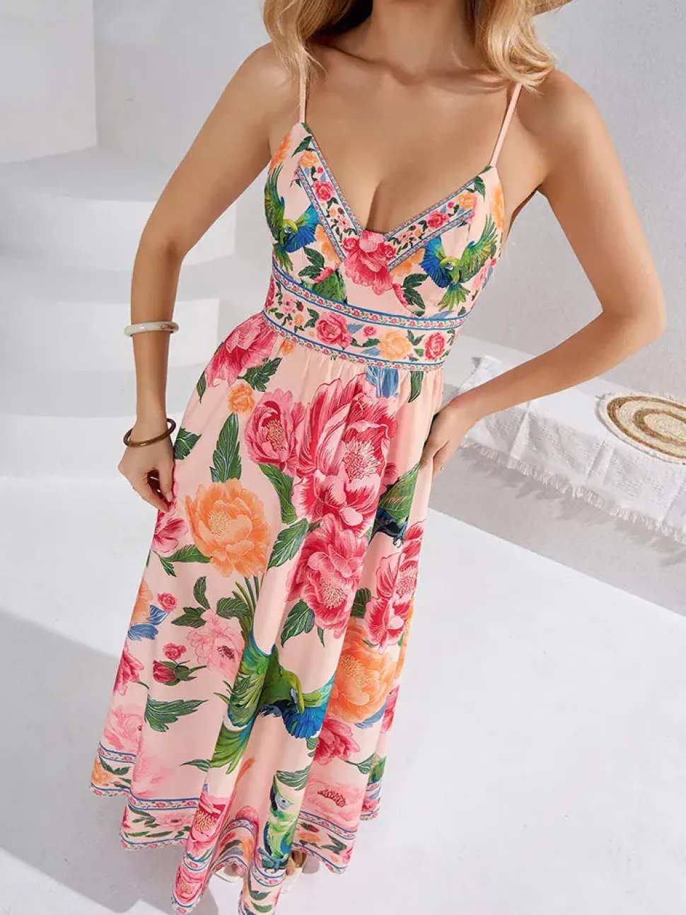 Robe été longue bohème à imprimé floral