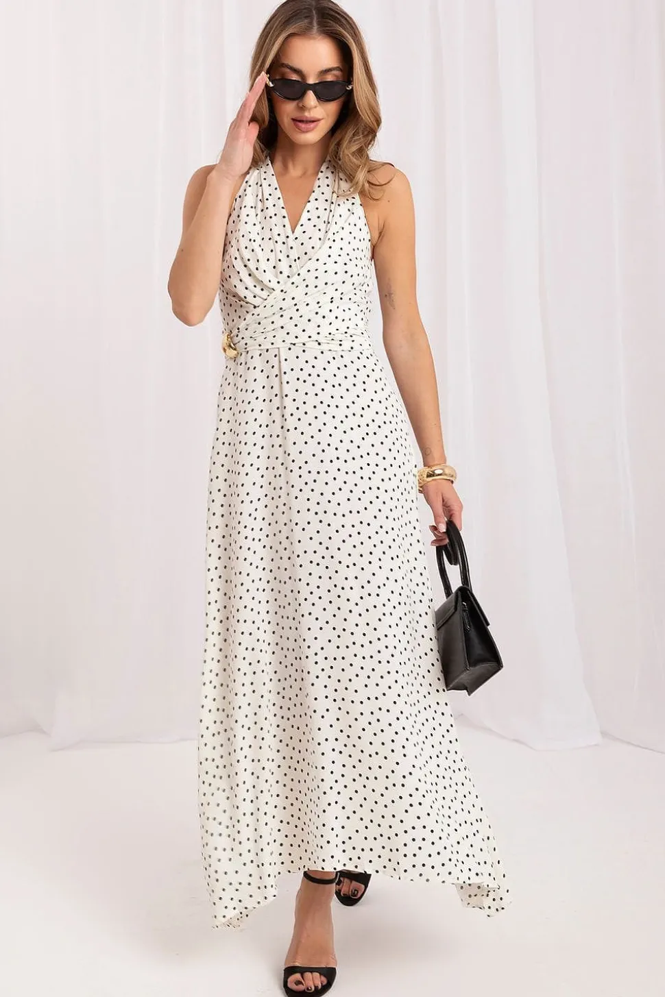 Robe été longue fluide à pois