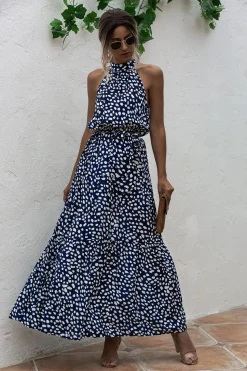 Robe été longue halter fluide