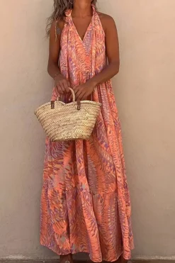 Robe été longue épaules dénudées volantée