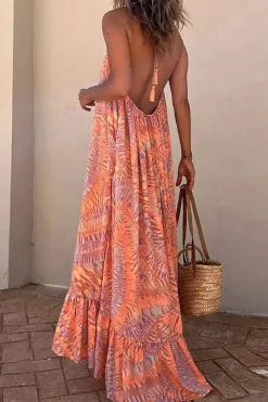 Robe été longue épaules dénudées volantée