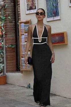 Robe été longue sexy dos nu crochet