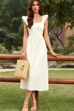 Robe été midi blanche élégante