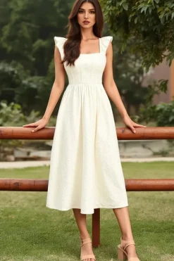Robe été midi blanche élégante