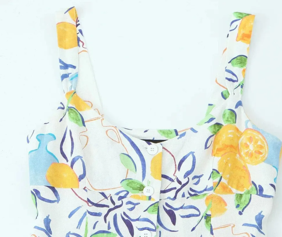 Robe été multicolore boutonnée midi