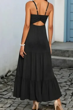 Robe été noire longue à bretelles