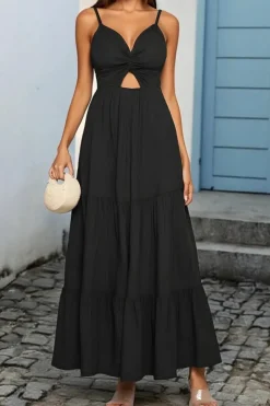 Robe été noire longue à bretelles