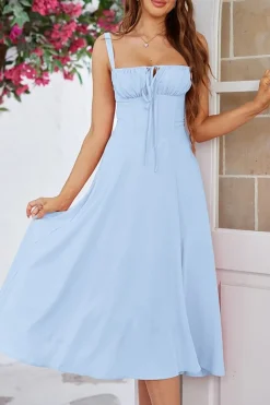 Robe été plissée midi sans manches