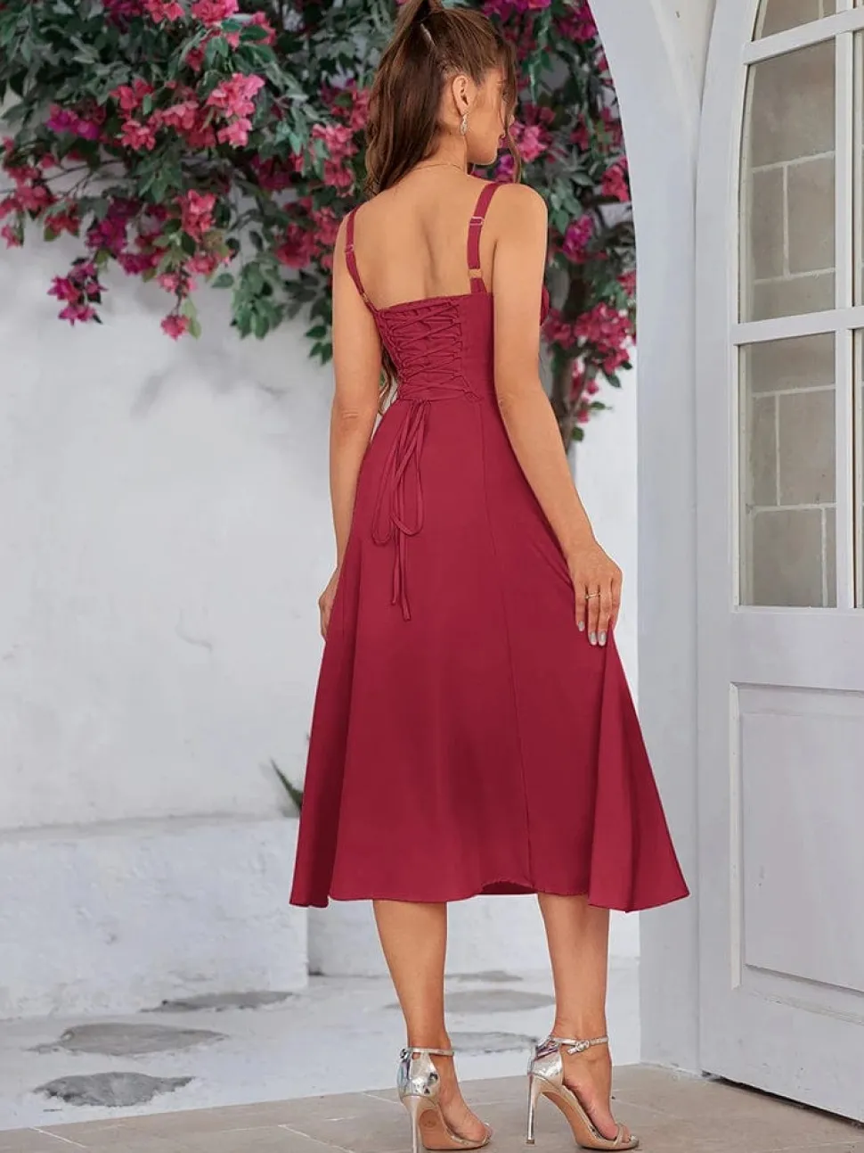 Robe été plissée midi sans manches