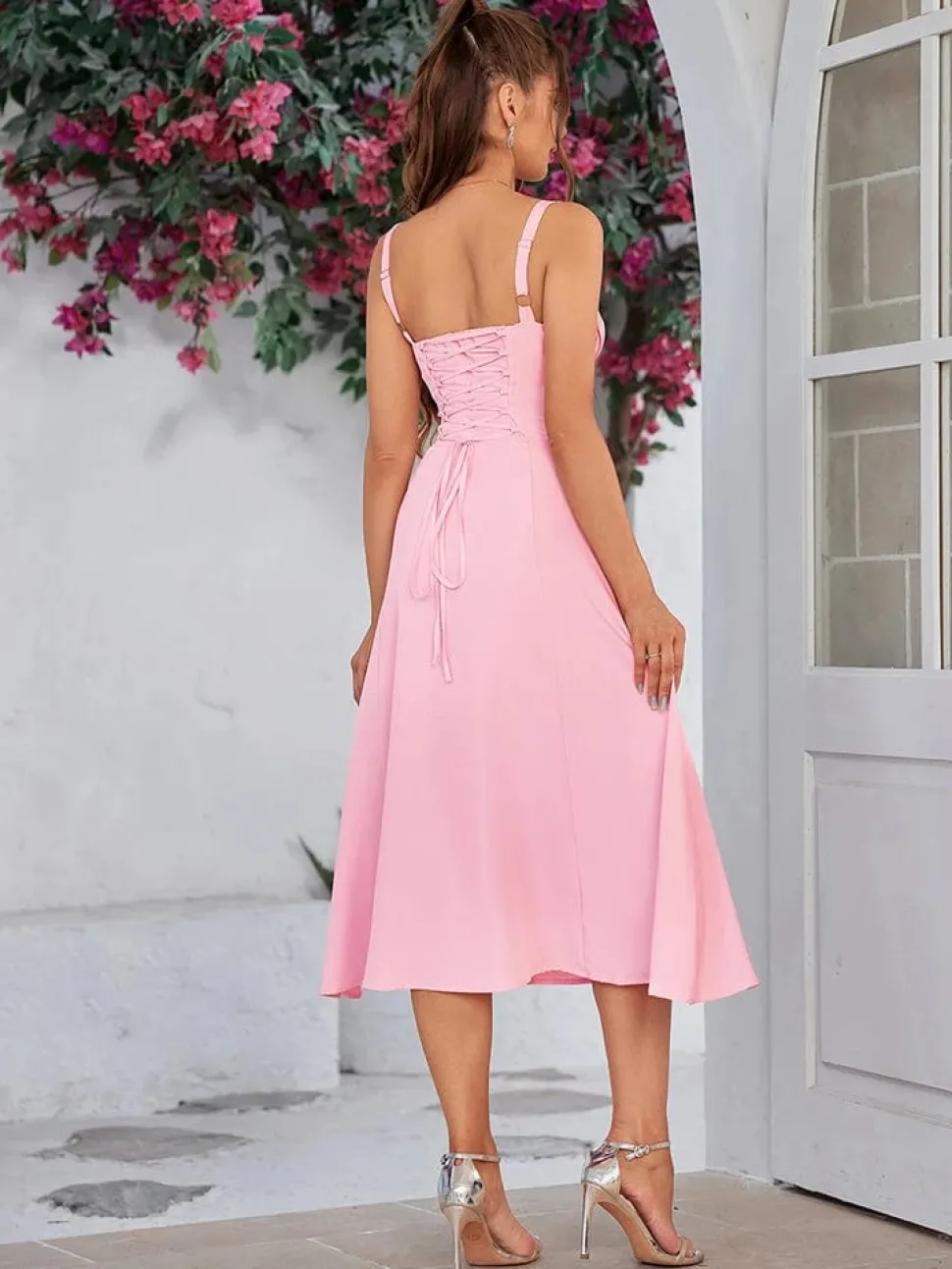 Robe été plissée midi sans manches