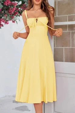 Robe été plissée midi sans manches