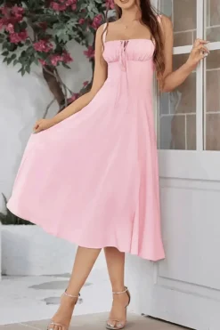 Robe été plissée midi sans manches