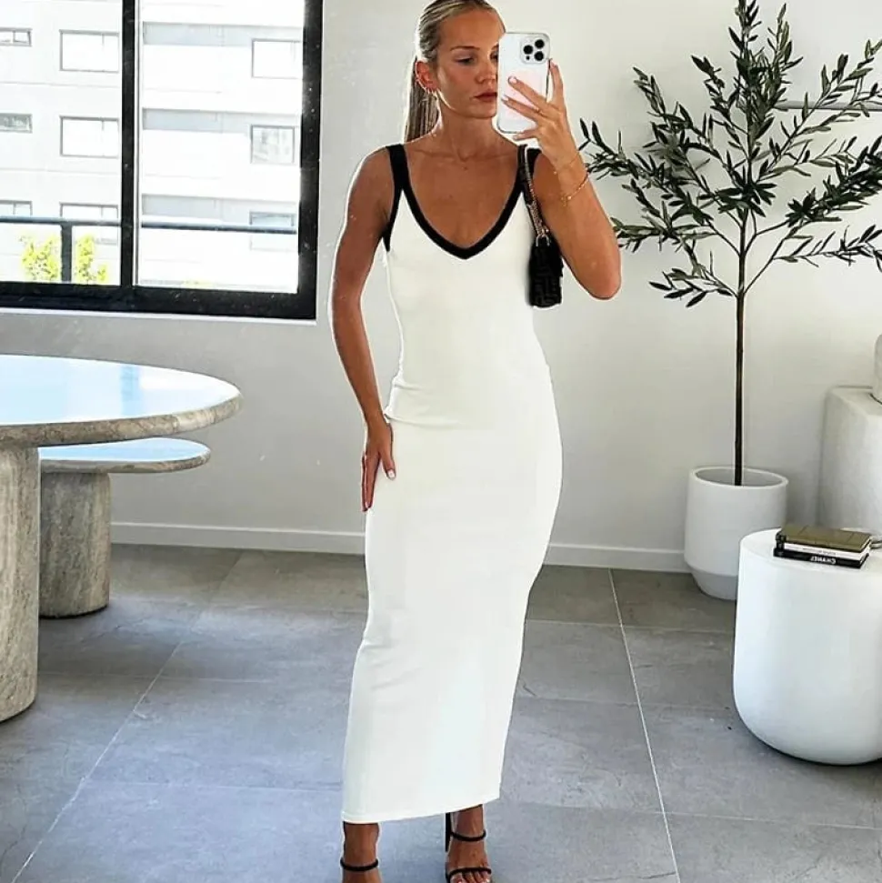Robe été sexy dos nu fendue moulante