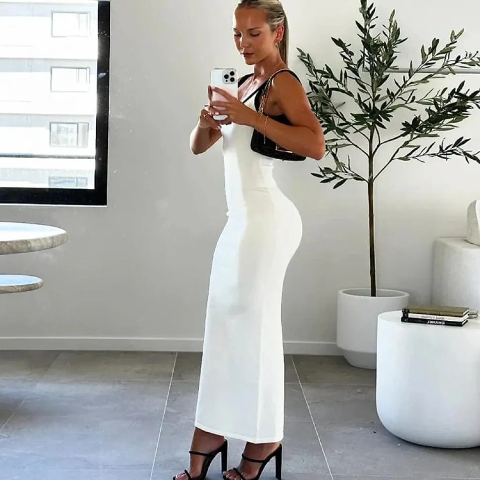 Robe été sexy dos nu fendue moulante
