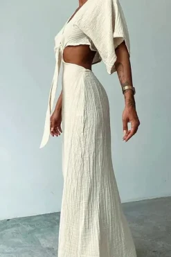 Robe été sexy longue dos nu lin coton