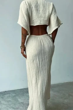 Robe été sexy longue dos nu lin coton