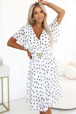 Robe été trapèze à pois manches courtes
