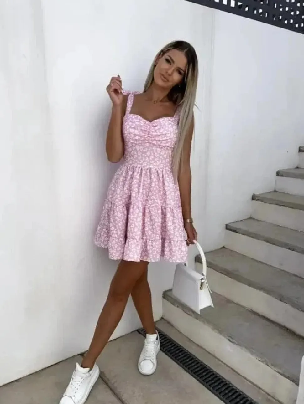 Robe été évasée courte imprimé floral