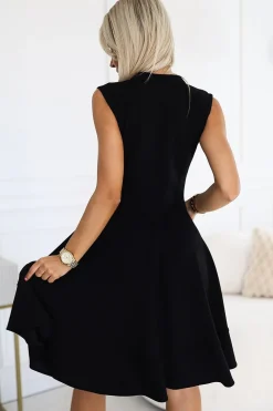 Robe évasée noire sans manches
