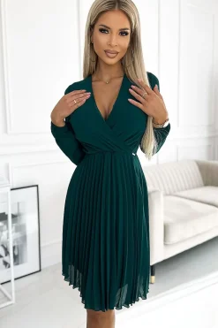 Robe verte courte plissée