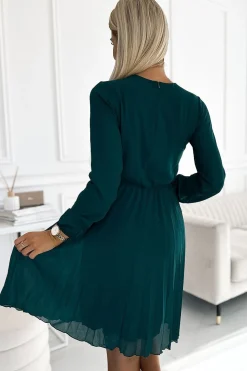 Robe verte courte plissée