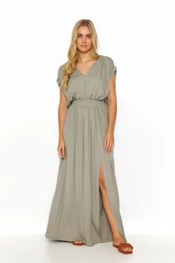 Robe vert sauge longue