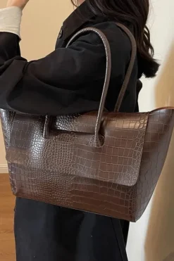Sac à main crocodile marron