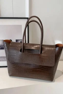 Sac à main crocodile marron