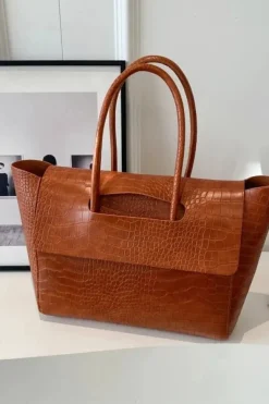 Sac à main crocodile marron clair