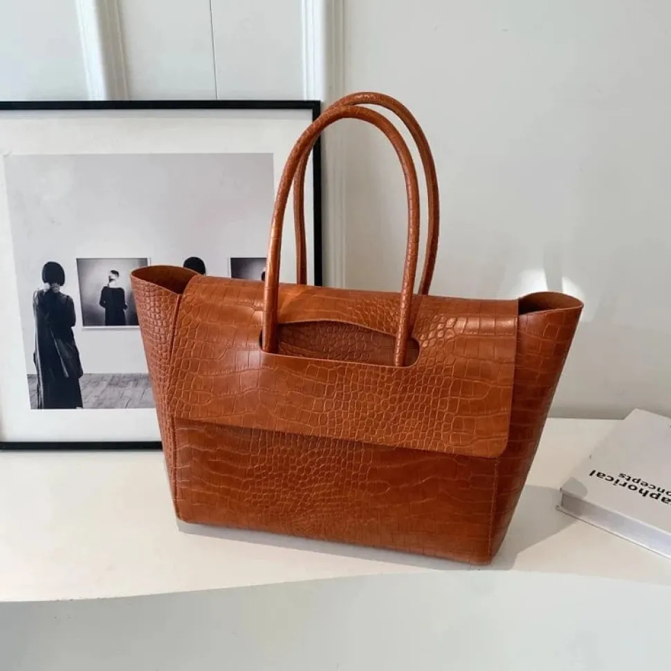 Sac à main crocodile marron clair