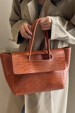 Sac à main crocodile marron clair