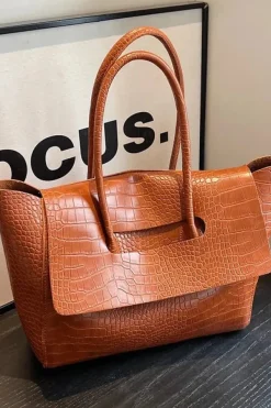 Sac à main crocodile marron clair