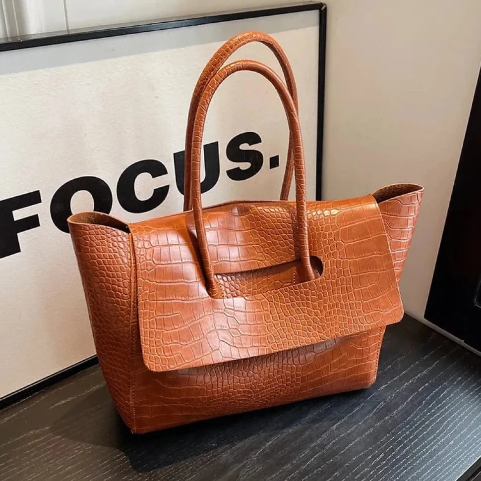 Sac à main crocodile marron clair