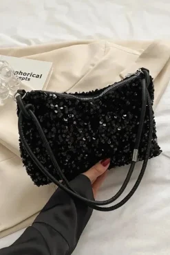 Sac à main paillette noir