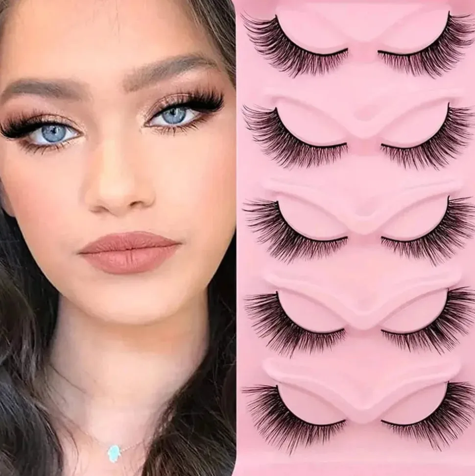 5x Faux cils effet œil de chat